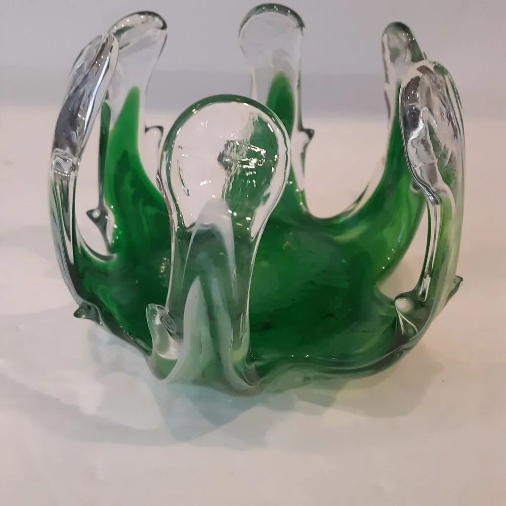 Handblown Glass Candle Holder Abstract Art Eclectic